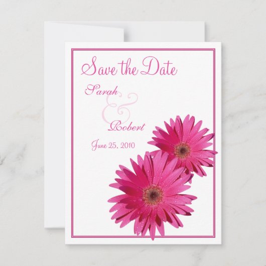 Roze Gerbera Daisy Save the Date Kaart (Voorkant)