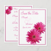 Roze Gerbera Daisy Save the Date Kaart (Voorkant / Achterkant)