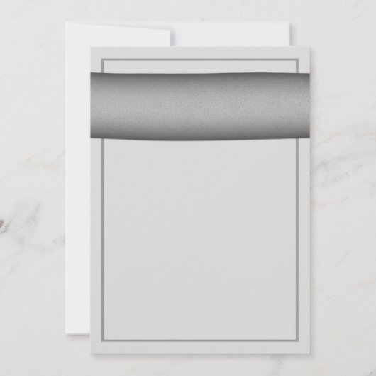 Roze Gerbera Daisy Silver Gray Ribbon Uitnodiging (Achterkant)