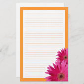 Roze Gerbera Daisy Sinaasappel Border Stationery Briefpapier (Voorkant / Achterkant)