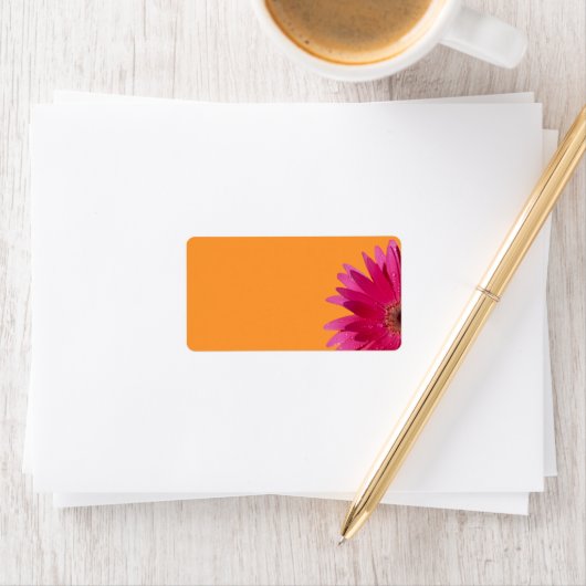 Roze Gerbera Daisy Sinaasappel Bruiloft Blank Adre Etiket (Insitu)