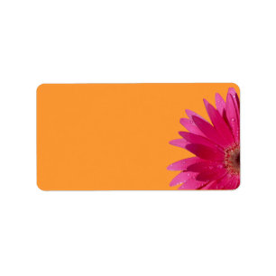Roze Gerbera Daisy Sinaasappel Bruiloft Blank Adre Etiket