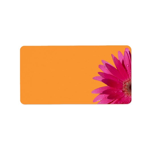 Roze Gerbera Daisy Sinaasappel Bruiloft Blank Adre Etiket (Voorkant)