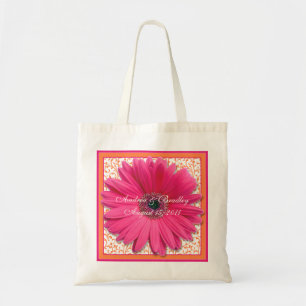 Roze Gerbera Daisy Sinaasappel bruiloft welkomstta Tote Bag
