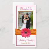 Roze Gerbera Daisy Sinaasappel lint bruiloft dank  Bedankkaart (Voorkant / Achterkant)