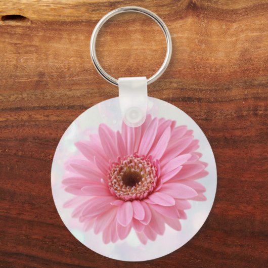 Roze Gerbera daisy Sleutelhanger (Voorkant)