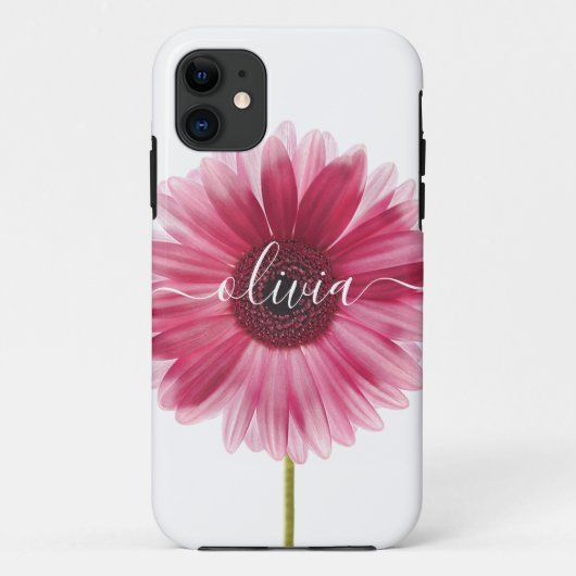 Roze Gerbera Daisy Tough iPhone 11|12|13|14 Hoesje (Achterkant)