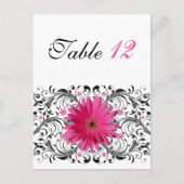 Roze Gerbera Daisy Trouwtafel Nummer Kaart (Voorkant)