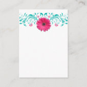 Roze Gerbera Daisy Turquoise Bloemen Receptie Kaar Informatiekaartje (Achterkant)