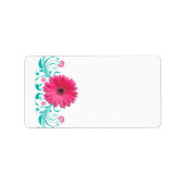 Roze Gerbera Daisy Turquoise Bruiloft Blank Adres Etiket (Voorkant)
