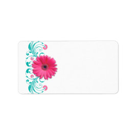Roze Gerbera Daisy Turquoise Bruiloft Blank Adres Etiket