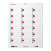 Roze Gerbera Daisy Turquoise Bruiloft Blank Adres Etiket (Full Sheet)