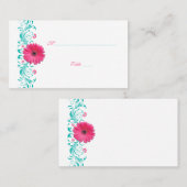 Roze Gerbera Daisy Turquoise Trouwplaats Kaart Plaatskaartje (Voorkant / Achterkant)
