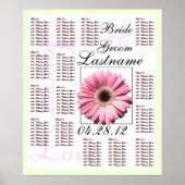 Roze Gerbera Daisy Wedding Guest Seating Chart Poster (Voorkant)