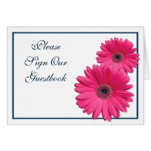 Roze Gerbera Daisy Wedding Guestbook Sign Kaart
