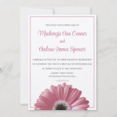Roze Gerbera Daisy Wedding Invitation Kaart (Voorkant)