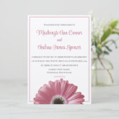 Roze Gerbera Daisy Wedding Invitation Kaart (Staand voorkant)