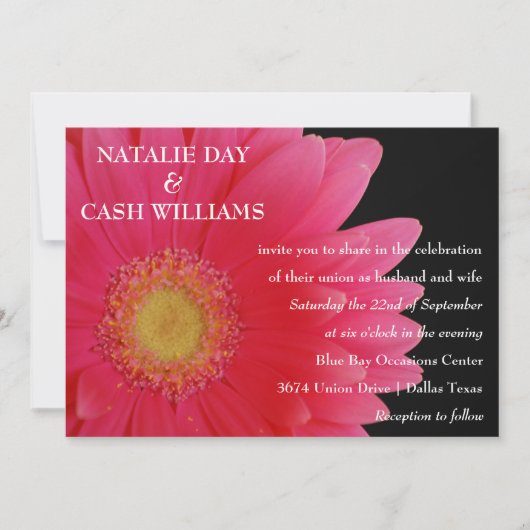 Roze Gerbera Daisy Wedding Invitation Kaart (Voorkant)