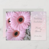 Roze Gerbera daisy Wedding Uitnodiging (Voorkant / Achterkant)