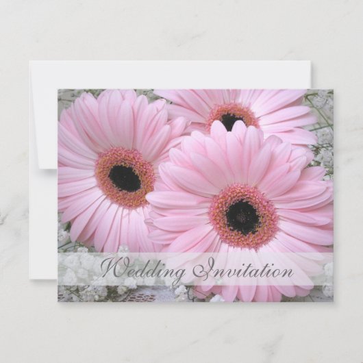 Roze Gerbera daisy Wedding Uitnodiging (Voorkant)