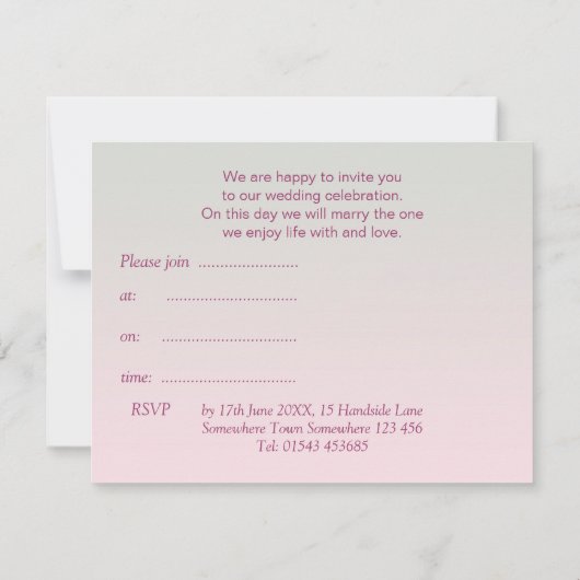 Roze Gerbera daisy Wedding Uitnodiging (Achterkant)