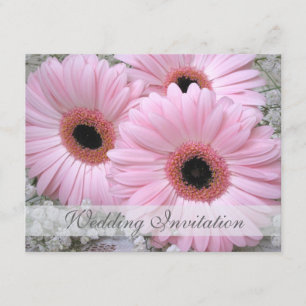 Roze Gerbera daisy Wedding Uitnodiging
