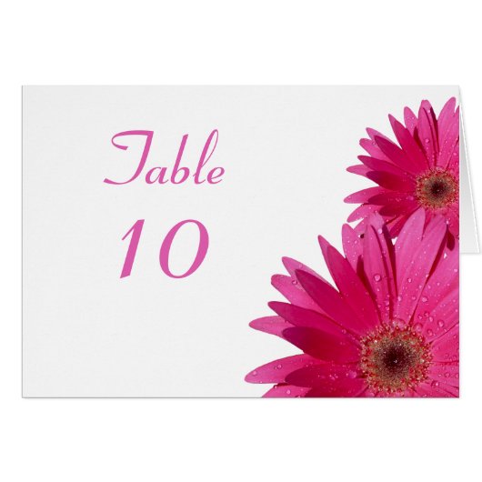 Roze Gerbera Daisy White Wedding Tent Table Kaart (Voorkant Horizontaal)