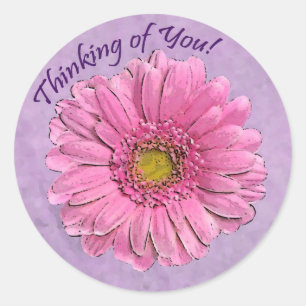 Roze Gerbera Denk aan je sticker