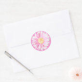 Roze Gerbera Envelope Seal (optionele achtergrond) Ronde Sticker (Envelop)