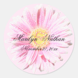 Roze Gerbera Envelope Seal Ronde Sticker