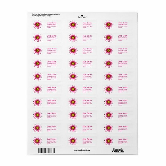 Roze Gerbera flower art Etiket (Full Sheet)