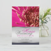 Roze Gerbera Flower House Warming Invitation Kaart (Staand voorkant)