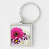 Roze Gerbera Flower Sleutelhanger (Voorkant)