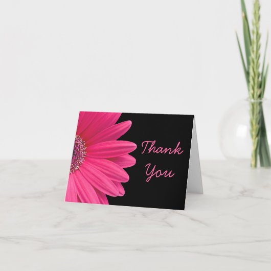 Roze Gerbera (Gerber) Madelief Black Bedankt (Voorkant)