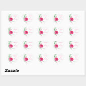 Roze Gerbera Groene Bloemen Bruiloft Envelop Seal Hart Sticker (Vel)