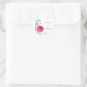 Roze Gerbera Groene Bloemen Bruiloft Envelop Seal Hart Sticker (Tas)