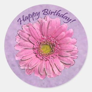Roze Gerbera Happy Birthday sticker