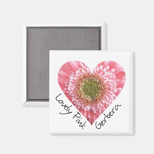 Roze gerbera — Heart-vorm Magneet (Voorkant / Achterkant)