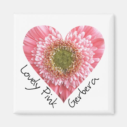 Roze gerbera — Heart-vorm Magneet (Voorkant)
