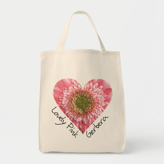 Roze gerbera — Heart-vorm Tote Bag (Voorkant)