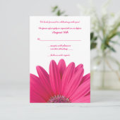 Roze Gerbera Huwelijksreactiekaart RSVP Kaartje (Staand voorkant)