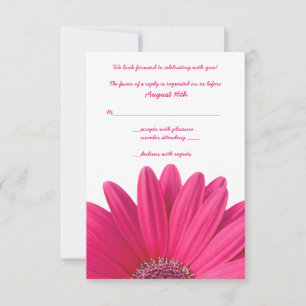 Roze Gerbera Huwelijksreactiekaart RSVP Kaartje