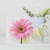 Roze Gerbera madelief any occasion Uitnodiging (Staand voorkant)