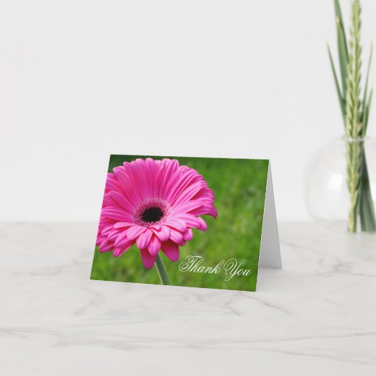 Roze Gerbera Madelief Bloem Bedankt Kaart (Voorkant)