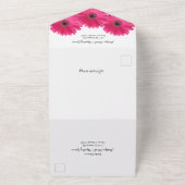 Roze Gerbera Madelief Bloemige Trouw RSVP All In One Uitnodiging (Buitenkant)