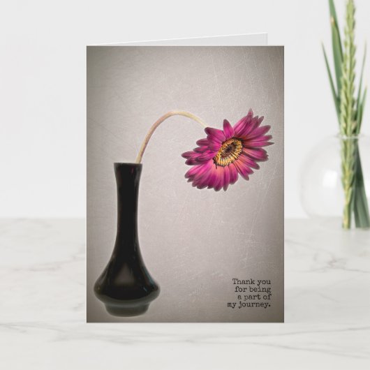 Roze gerbera madelief dank je kaart (Voorkant)