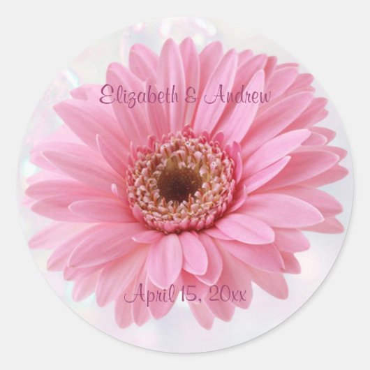 Roze Gerbera madeliefje bruiloft Sticker (Voorkant)