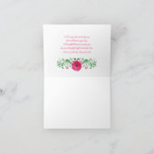 Roze Gerbera Madeliefje Groene Bloemen Bruiloft Da Bedankkaart (Binnen)