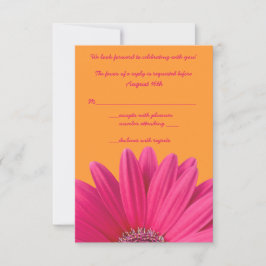 Roze Gerbera Madeliefje Oranje Trouw RSVP Kaart