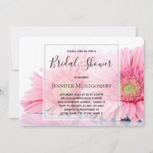 Roze Gerbera Madeliefjes Elegante Foto Bruidsmeisj Kaart